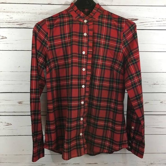 J. Crew Tops - J. Crew Red Plaid Button-down
